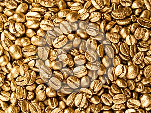 Coffee gold closeup background.