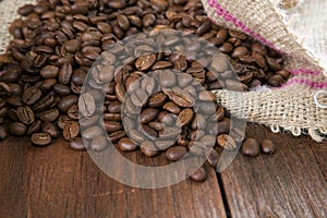 COFFEE GRAIN IN A BAG ON A TABLE