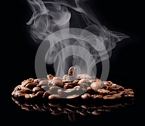 Coffee grain with smoke