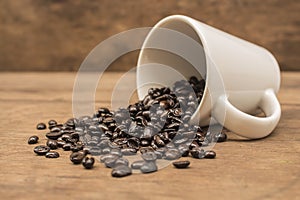 Coffee grains and mug