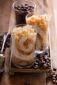 Coffee granita in small glasses