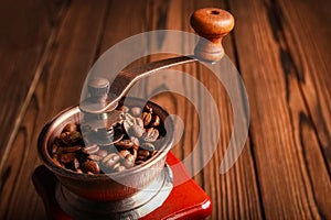 a coffee grinder and coffee