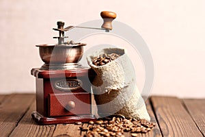 a coffee grinder and coffee