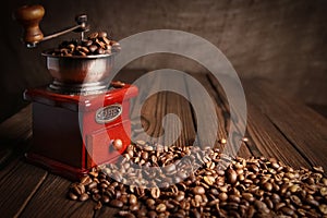 a coffee grinder and coffee