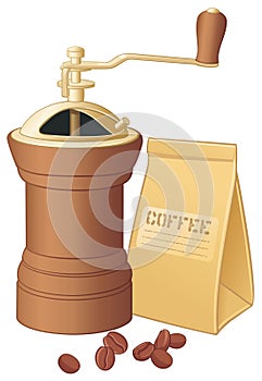 Coffee-grinder with coffee beans