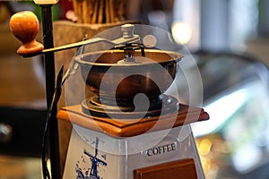 Coffee grinder decorate in coffee shop