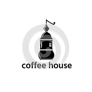 Coffee grinder in a form of house vector design template