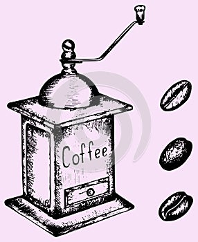 Coffee grinder mill and beans