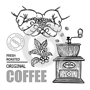 COFFEE GRINDER Store Design Elements Vector Illustration Set