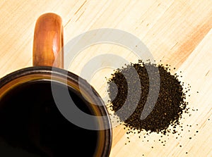 Coffee grounds with mug