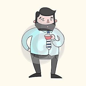 Coffee guy boss color vector illustration