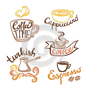 Coffee hand drawn Labels.