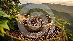 Coffee harvest plantation agriculture natural ecology growing caffeine cultivate