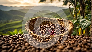 Coffee harvest plantation arabica natural ecology growing caffeine cultivate
