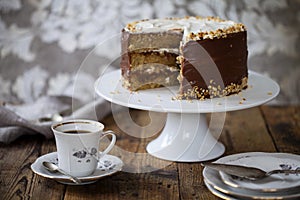 Coffee and hazelnut cake