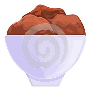 Coffee ice cream icon, cartoon style