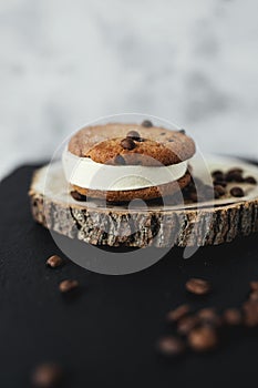 Coffee ice cream sandwich