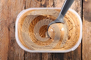 Coffee ice cream and spoon