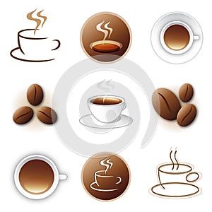 Coffee icon and logo design collection