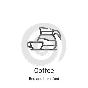 coffee icon vector from bed and breakfast collection. Thin line coffee outline icon vector illustration. Linear symbol for use on