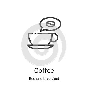 coffee icon vector from bed and breakfast collection. Thin line coffee outline icon vector illustration. Linear symbol for use on