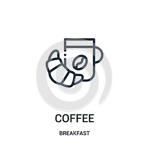 coffee icon vector from breakfast collection. Thin line coffee outline icon vector illustration