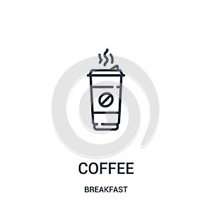 coffee icon vector from breakfast collection. Thin line coffee outline icon vector illustration. Linear symbol for use on web and