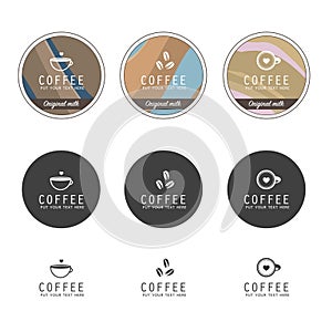 Coffee icons, design templates for coffee ads with retro ingredient plants and minimal designs, social medi stories for shop and h