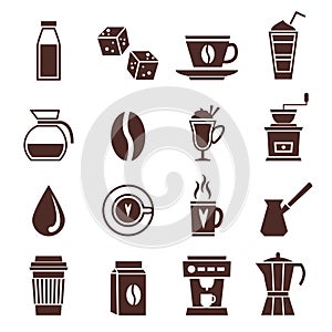 Coffee icons monochrome