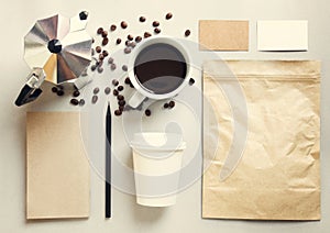 Coffee identity branding mockup set