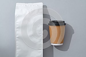 Coffee identity branding mockup set top view flat lay