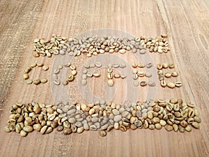 COFFEE inscription from coffee beans
