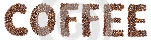 Coffee inscription made of coffee beans