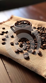 Coffee Inspirations - Coffee Cup and Coffee Beans in Perfect Harmony