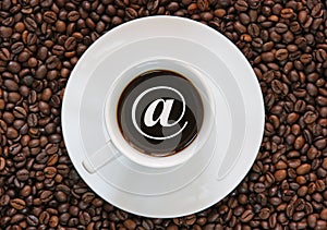 Coffee with an internet sign