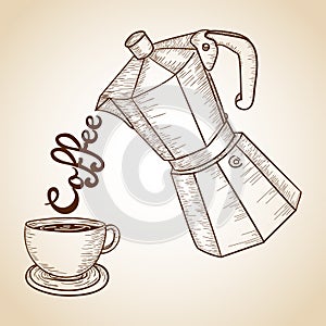 Coffee jar and cup illustration