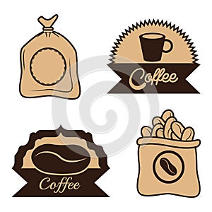 Coffee label sac beans cup desgin