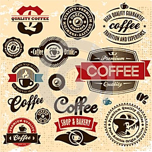 Káva etikety a odznaky 