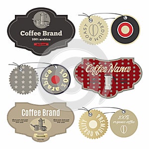 Coffee labels design template set in vintage style