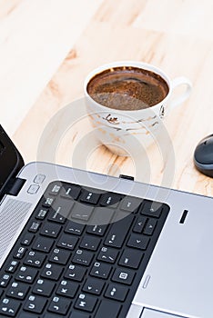 Coffee,laptop and the mouse