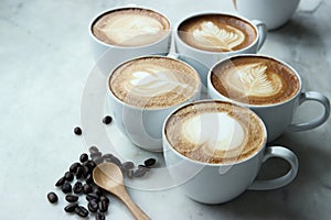 Coffee latte art with beautiful window light.