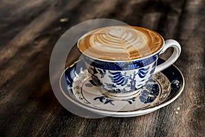 Coffee latte art on table