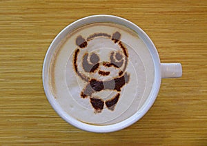 Coffee with Latte Art to create image of Panda