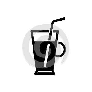 Coffee latte in glass black icon