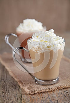 Coffee Latte and Hot Chocolate with whipped cream