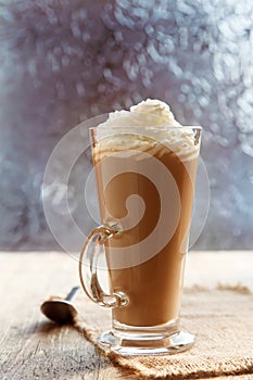 Coffee latte macchiato with cream photo
