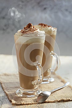Coffee latte macchiato with cream