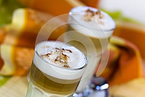 Coffee Latte Macchiato in a glass