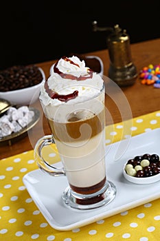 Coffee Latte Macchiato with whipped cream