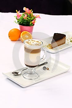 Coffee Latte Macchiato with whipped cream